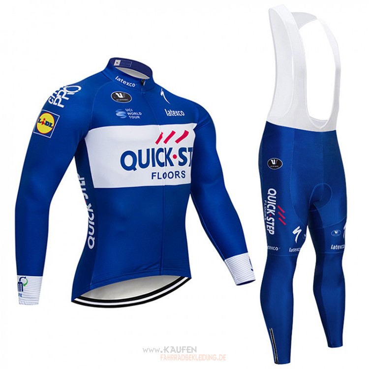 Quick Step Floors Langarmtrikot 2018 Und Lange Tragerhose Blau Und wei